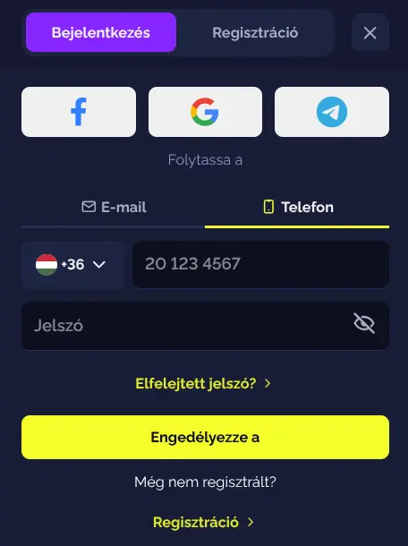 Goldbet bejelentkezési felület — közösségi belépés, e-mail és telefonos hitelesítés